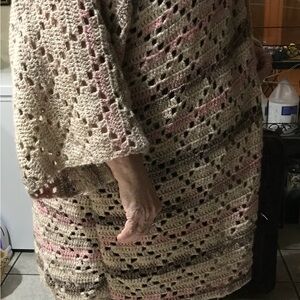 Women's Crochet Jacket/Cardigan- Cream, Pink, Brown